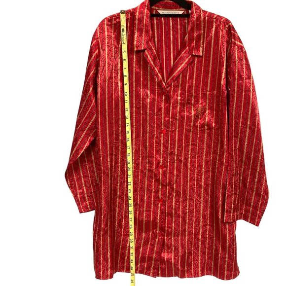 Vintage Victoria's Secret Nightshirt, Size Large, Red Gold‎ Striped Satin Y2K - Picture 4 of 10